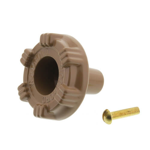 Tan plastic handle coupling with brass screw for Woodford outdoor faucet repair kit.