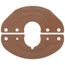 Brown circular wall flange with oval center opening and mounting holes on sides.