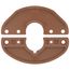 Brown metal wall flange kit with central oval opening and mounting holes.