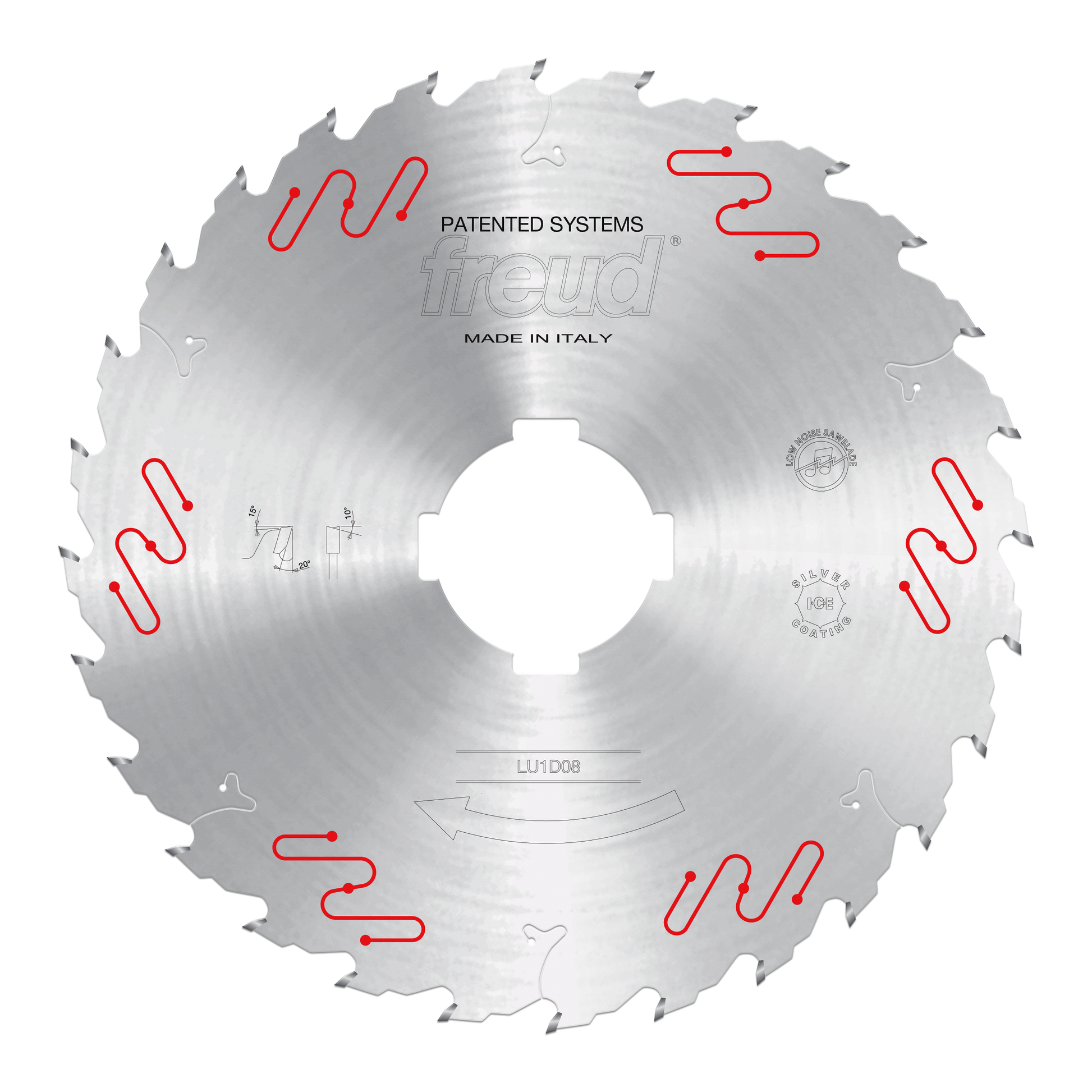 Freud LU1D08 300mm carbide-tipped circular saw blade with multiple cutting teeth around the perimeter and central mounting ho
