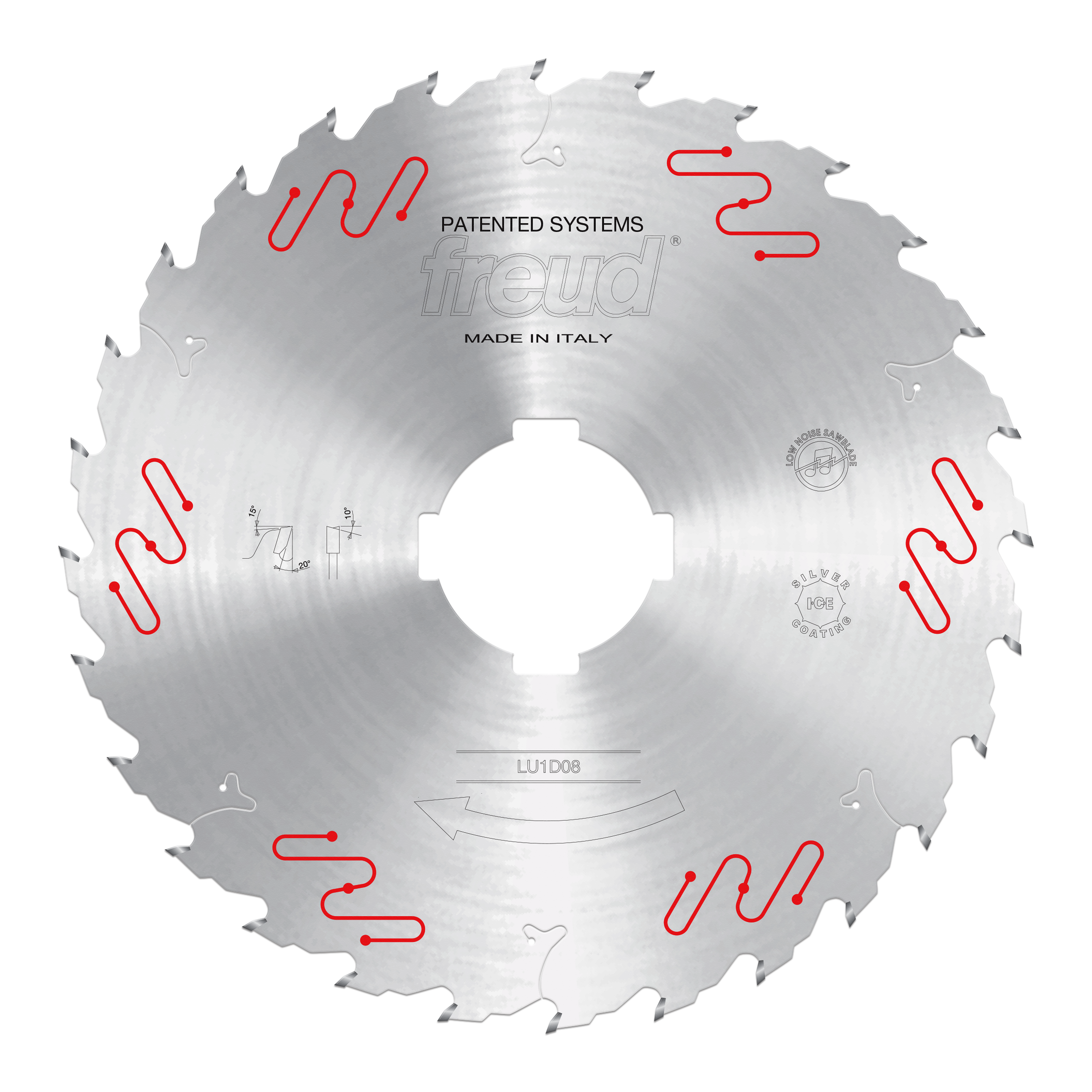 Freud LU1D08 300mm carbide-tipped circular saw blade with multiple cutting teeth around the perimeter and central mounting ho