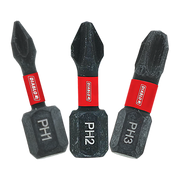 Three black Phillips drive bits labeled PH1, PH2, and PH3 with red Diablo branded sleeves.