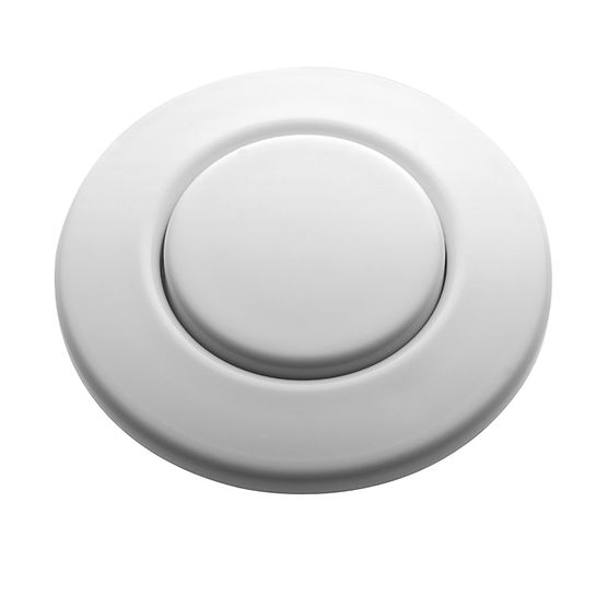 White round push button air switch with recessed center dome and outer mounting ring.