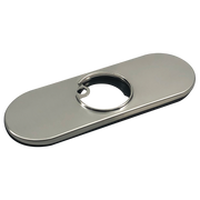 Stainless steel oval escutcheon with central circular opening and mounting loop.