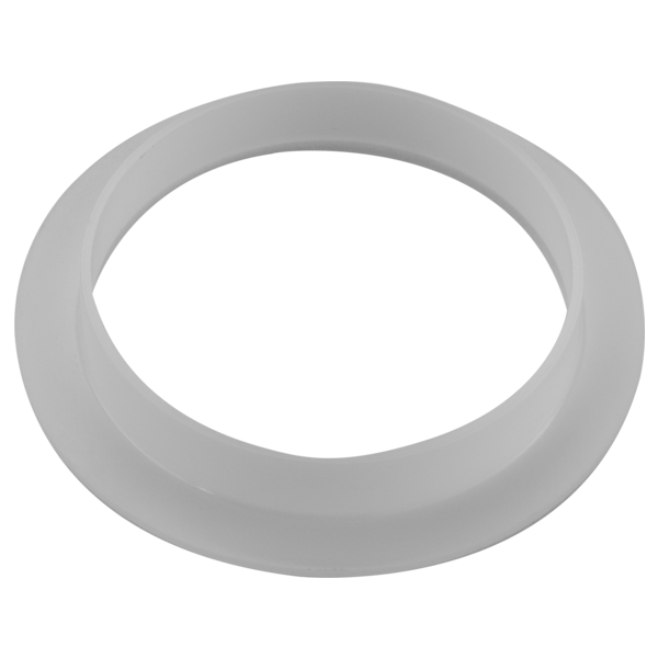 Gray rubber ring spacer with smooth finish and hollow center.