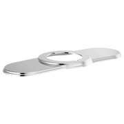 Chrome lavatory escutcheon with two oval mounting plates connected by a circular center ring.