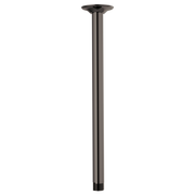Black Onyx ceiling mount shower arm, 14 inches long, with round flange and threaded connection.
