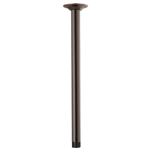 Venetian bronze ceiling mount shower arm, 14 inches long, with round flange and threaded connection.