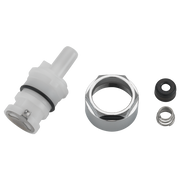Delta Portwood bonnet nut repair kit with white cartridge, chrome hexagonal nut, and rubber and metal washers.