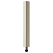 Tall square shower column extension in brushed nickel finish with threaded connection at base.