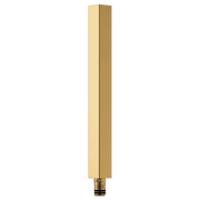 Polished gold square shower column extension with threaded connector base.