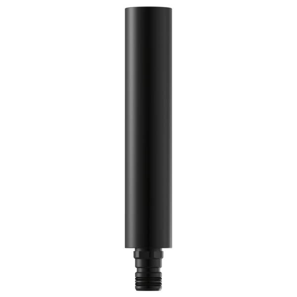 Matte black cylindrical shower column extension with threaded connection fitting at base.
