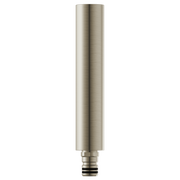 Brushed nickel cylindrical shower column extension with threaded connector at base.