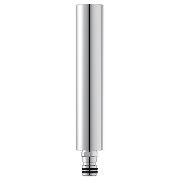 Chrome cylindrical shower column extension with threaded connection at base.