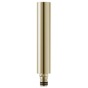 Polished nickel cylindrical shower column extension with threaded connection fitting at base.