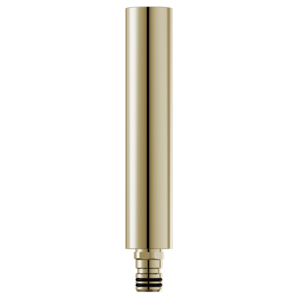 Polished nickel cylindrical shower column extension with threaded connection fitting at base.