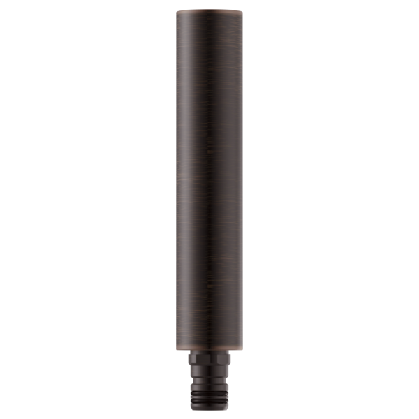 Tall cylindrical shower column extension in brushed bronze finish with threaded connector base.