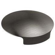 Black stainless steel glass rinser cover with brushed finish and curved rim design.