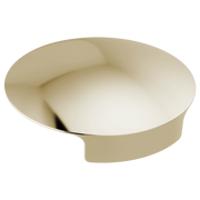 Polished nickel-finish glass rinser cover with curved basin and side spout opening.