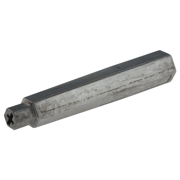 Metal wrench tool with hexagonal socket end and cylindrical shaft.