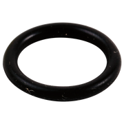 Black rubber o-ring with smooth surface and circular shape.
