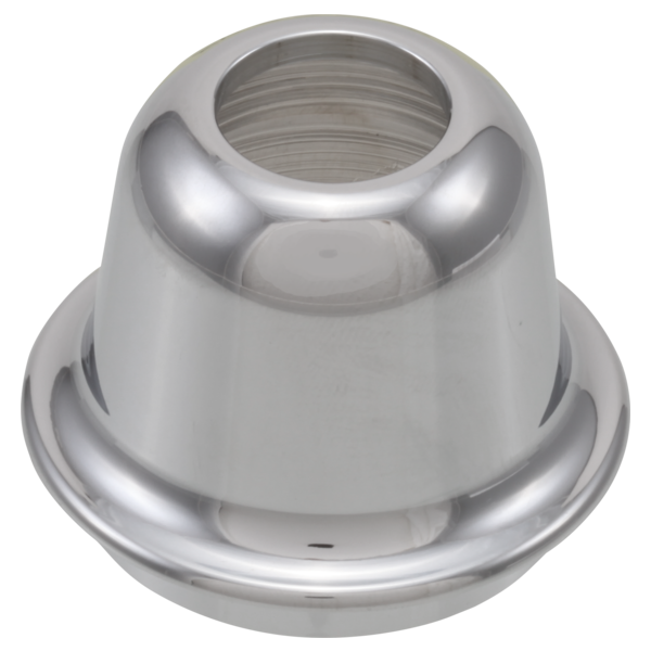 Chrome dome-shaped shroud with threaded center opening and ribbed interior detail.