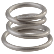 Stainless steel coiled spring with three connected loops.