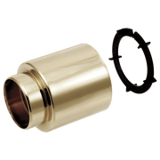 Polished nickel cylindrical trim sleeve with grooved band and black mounting ring shown separately.