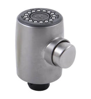 Chrome diverter assembly with round showerhead and side control knob for directing water flow.