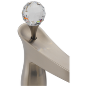 Brushed nickel Roman tub finial with clear faceted Swarovski crystal ball topper.