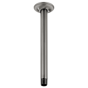 Luxe steel ceiling-mounted shower arm with round flange and threaded connection fitting.