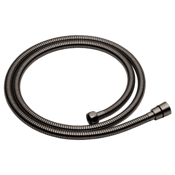 Black Onyx coiled handshower hose with metal connectors on both ends.