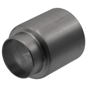 Black stainless steel cylindrical trim sleeve with brushed finish and recessed opening for tub and shower installation.