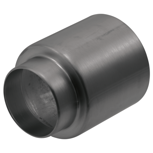 Black stainless steel cylindrical trim sleeve with brushed finish and recessed opening for tub and shower installation.