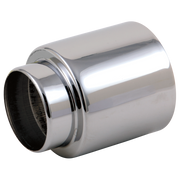Polished chrome cylindrical trim sleeve with grooved band detail and open circular end.