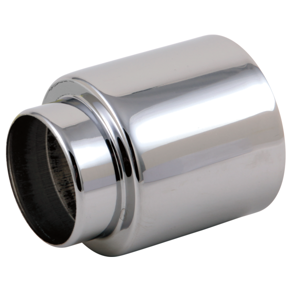 Polished chrome cylindrical trim sleeve with grooved band detail and open circular end.