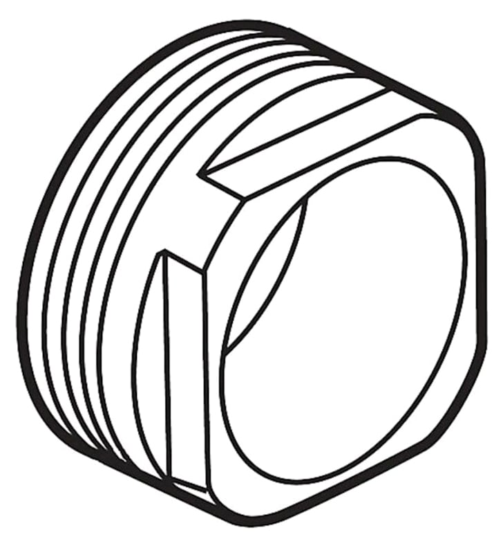 Black and white line drawing of a round bonnet with horizontal ridged detailing and an open circular center.
