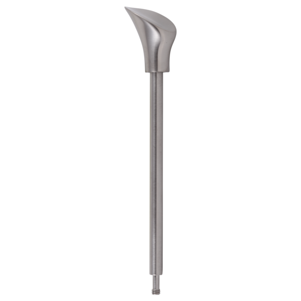 Stainless steel lift rod and finial with curved handle top for Roman tub diverter control.