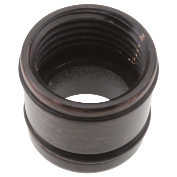 Cylindrical Venetian bronze conical nut with internal threads and two O-rings, shown in angled view.