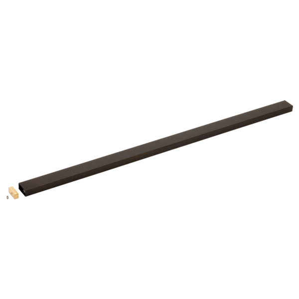 Venetian bronze metal slide bar with mounting hardware, angled view.