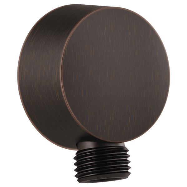 Venetian bronze wall elbow with threaded connector and gasket for shower handshower installation.