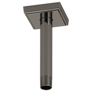 Black Onyx ceiling mount shower arm with square flange and threaded end connection.