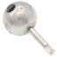 Chrome ball assembly with lever handle and steel components on white background.