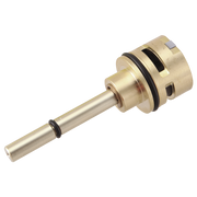 Brass diverter cartridge with metal stem, black rubber seals, and cylindrical body with internal passages.