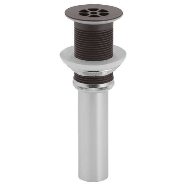 Venetian bronze grid strainer with threaded cylindrical body and perforated top, shown in assembled view.
