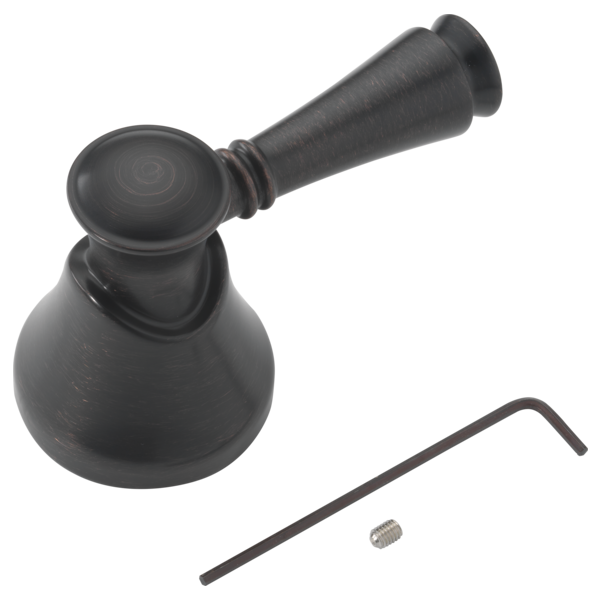 Venetian bronze metal lever handle kit with bell-shaped base, tapered stem, and mounting hardware.