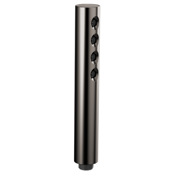 Black onyx cylindrical handshower with four circular spray nozzles arranged vertically along the body.