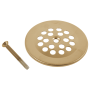 Champagne bronze dome strainer with multiple drainage holes and matching screw-in fastener.