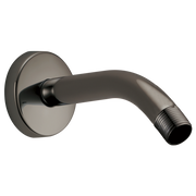 Black onyx wall-mounted shower arm with round flange and threaded outlet connection.