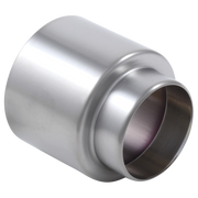 Stainless steel cylindrical trim sleeve with polished finish and recessed opening.